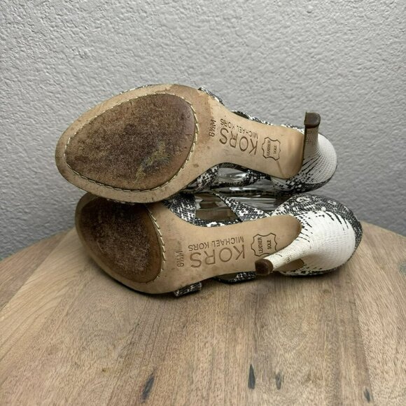 Michael Kors Snakeskin Stiletto Heels Size 6.5 Women Black White - Picture 6 of 6